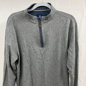 Johnnie-O 1/4 Zip Sweater Mens L Slate Gray with Blue Accents